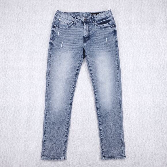 WXYZ Nomad Jeans Mens 29x30 Blue Medium Wash Slim Fit Distressed Faded Denim Y2K - Picture 1 of 13